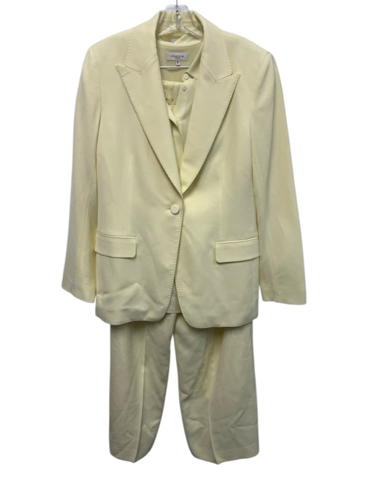 Lafayette 148 Size 12/14 Pale Yellow Acetate Blend One Button Flap Pockets Pants Pale Yellow / 12/14