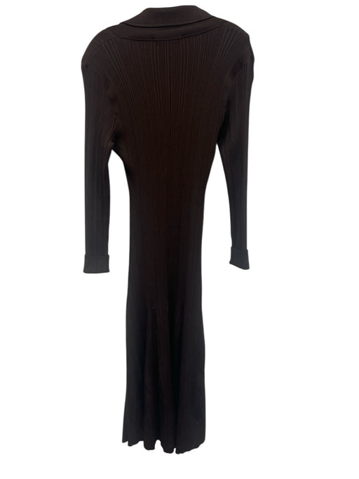 Self-Portrait Size Large Dark Brown Viscose Blend Long Sleeve Stretch Knit Dress Dark Brown / Large