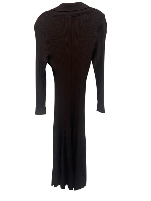 Self-Portrait Size Large Dark Brown Viscose Blend Long Sleeve Stretch Knit Dress Dark Brown / Large