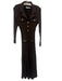 Self-Portrait Size Large Dark Brown Viscose Blend Long Sleeve Stretch Knit Dress Dark Brown / Large