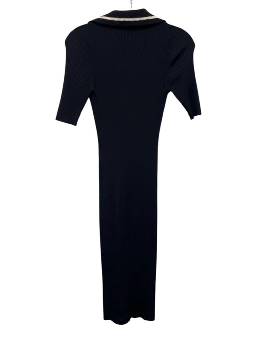 A.L.C. Size XS Navy Blue & White Rayon Blend Half Sleeve Ribbed Knit Maxi Dress Navy Blue & White / XS