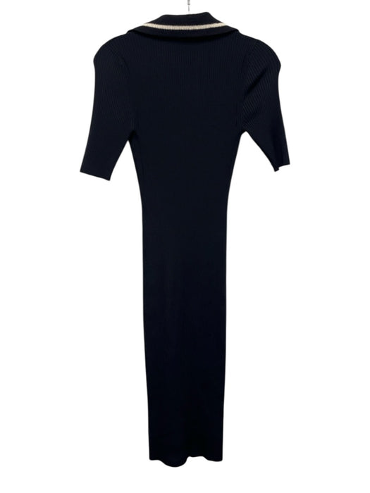 A.L.C. Size XS Navy Blue & White Rayon Blend Half Sleeve Ribbed Knit Maxi Dress Navy Blue & White / XS