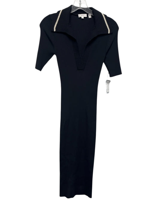 A.L.C. Size XS Navy Blue & White Rayon Blend Half Sleeve Ribbed Knit Maxi Dress Navy Blue & White / XS