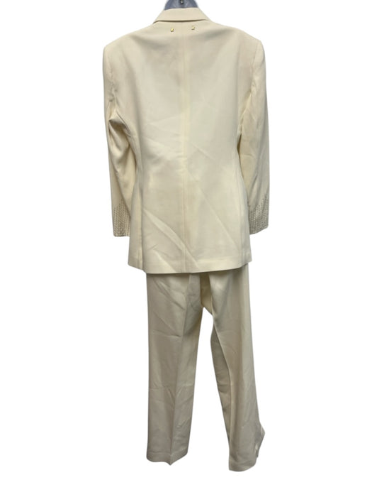 Golden Goose Size 36/40 Cream White Wool Blend Two Button Satin Trim Pant Set Cream White / 36/40