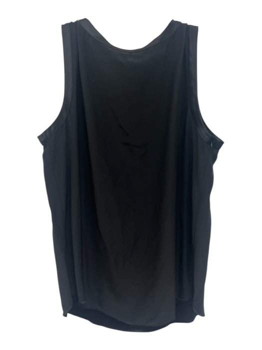Lafayette 148 Size Large Black Silk Sleeveless Satin Scoop Neck Top Black / Large