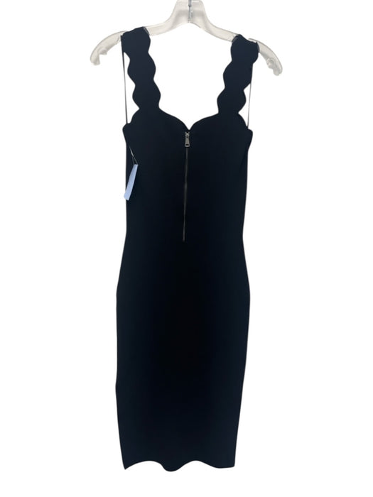 Ted Baker Size 1 Black Viscose Sleeveless Scalloped Side Slit Midi Dress Black / 1