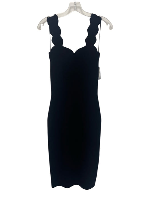 Ted Baker Size 1 Black Viscose Sleeveless Scalloped Side Slit Midi Dress Black / 1
