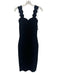 Ted Baker Size 1 Black Viscose Sleeveless Scalloped Side Slit Midi Dress Black / 1