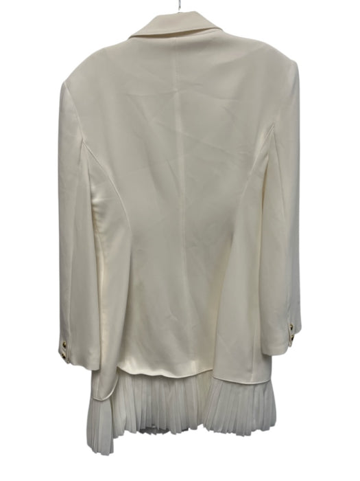 Cinq a Sept Size 14 Cream White Triacetate Blend Long Sleeve Button Detail Dress Cream White / 14