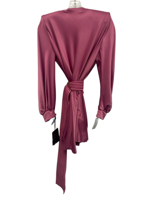 Zhivago Size 2 Mauve Pink Polyester Blend Long Sleeve Quilted Wrap Satin Dress Mauve Pink / 2