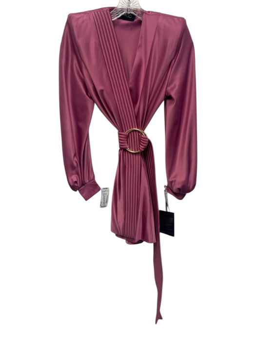 Zhivago Size 2 Mauve Pink Polyester Blend Long Sleeve Quilted Wrap Satin Dress Mauve Pink / 2