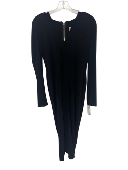 Zhivago Size 10 Black Polyester Blend Long Sleeve Surplice Back Slit Midi Dress Black / 10
