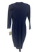 Chiara Boni Size 10 Navy Blue Long Sleeve Surplice Ruched Midi Dress Navy Blue / 10