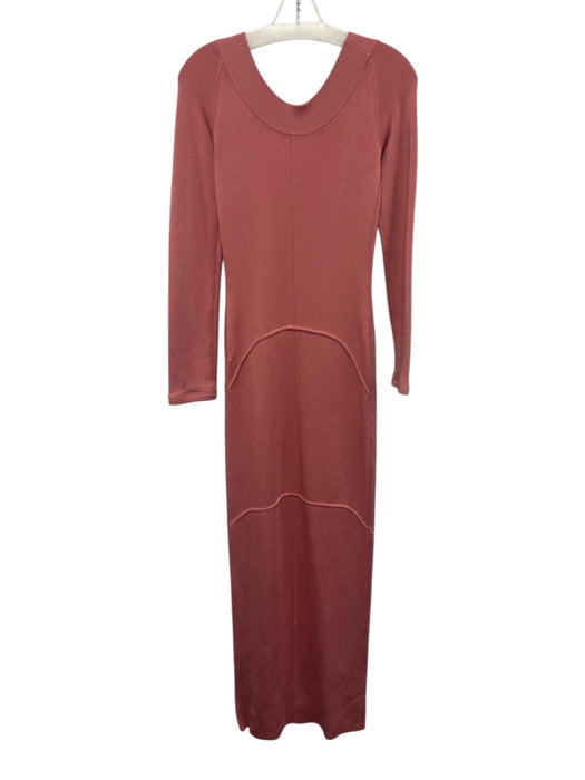Helsa Size Medium Pink Viscose Blend Long Sleeve Stretch Knit Paneled Maxi Dress Pink / Medium