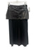 Le Superbe Size 8 Black Faux Leather Mixed Fabric Button Detail Pleated Skirt Black / 8