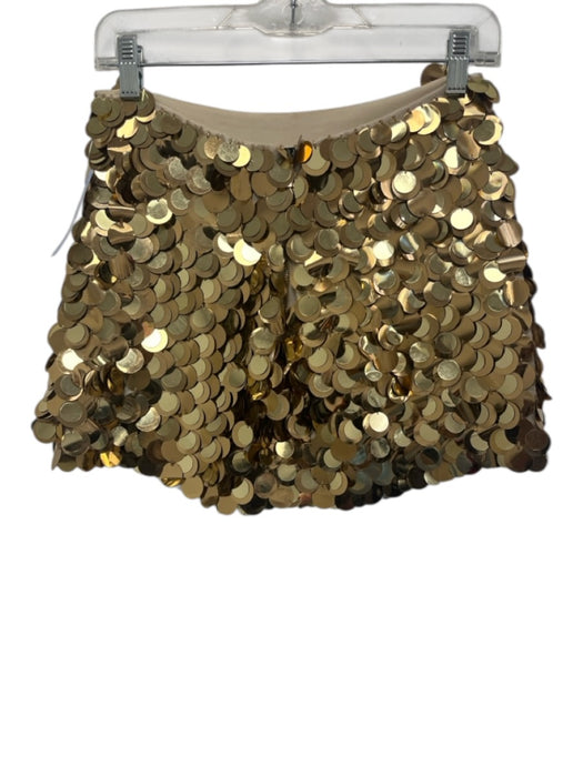 Alice + Olivia Size 6 Gold Polyester Sequins Mini Skirt Gold / 6