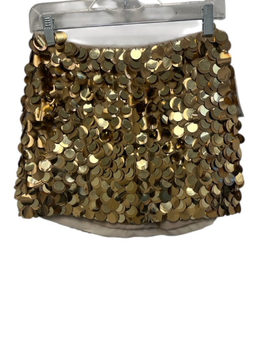 Alice + Olivia Size 6 Gold Polyester Sequins Mini Skirt Gold / 6