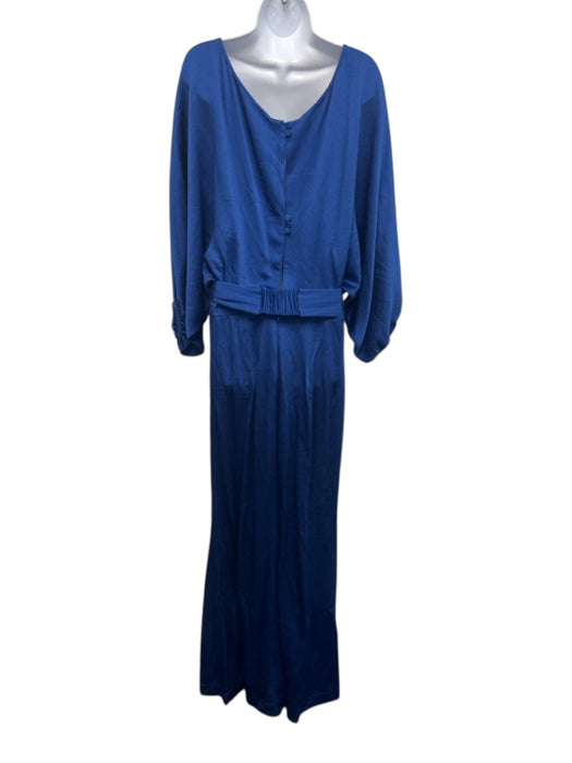 Silvia Tcherassi Size Medium Blue Viscose Blend Half Sleeve Textured Jumpsuit Blue / Medium