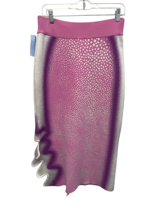 PH5 Size XL Pink, Purple, White Viscose Blend Elastic Waist Abstract Print Skirt Pink, Purple, White / XL