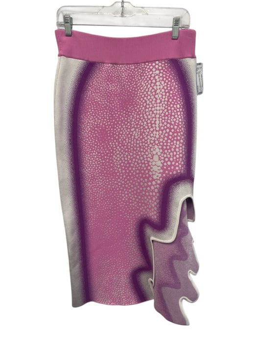 PH5 Size XL Pink, Purple, White Viscose Blend Elastic Waist Abstract Print Skirt Pink, Purple, White / XL