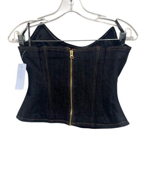Retrofete Size M/L Dark Wash Cotton Denim Strapless Zip Detail Darted Skirt Set Dark Wash / M/L