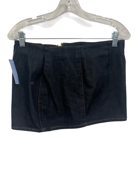 Retrofete Size M/L Dark Wash Cotton Denim Strapless Zip Detail Darted Skirt Set Dark Wash / M/L