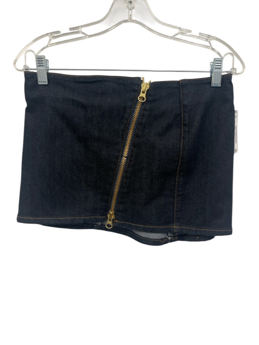 Retrofete Size M/L Dark Wash Cotton Denim Strapless Zip Detail Darted Skirt Set Dark Wash / M/L