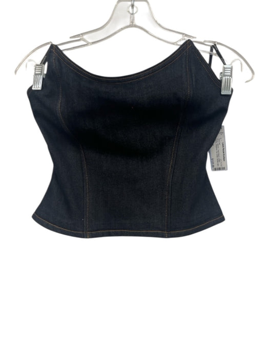 Retrofete Size M/L Dark Wash Cotton Denim Strapless Zip Detail Darted Skirt Set Dark Wash / M/L