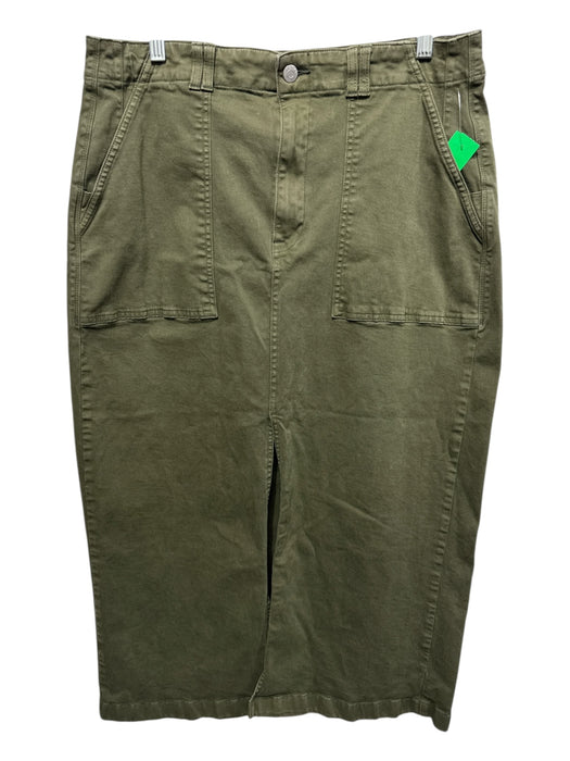 Pistola Size 32 Green Cotton Zip Fly Front Slit Pockets Skirt Green / 32