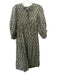 Saule Parc Size L Green, Blue, Brown Cotton Block Printed Flowers Dress Green, Blue, Brown / L