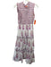 Oliphant Size XL White, Purple, Orange Cotton Smocked Flowers Maxi Dress White, Purple, Orange / XL