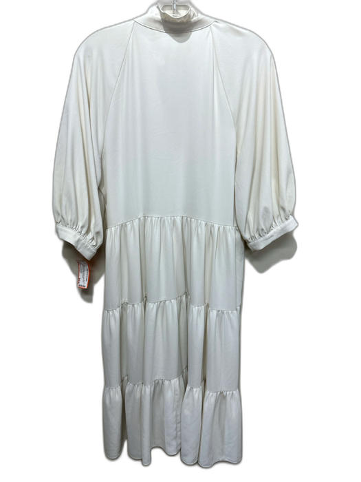 Amanda Uprichard Size L White Polyester V Neck Ruffle collar Long Sleeve Dress White / L