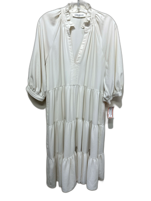 Amanda Uprichard Size L White Polyester V Neck Ruffle collar Long Sleeve Dress White / L