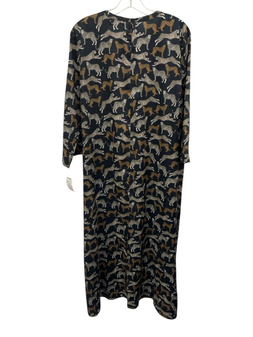 Tuckernuck Size L Black, Yellow, White Polyester Satin 1/2 Sleeve Maxi Dress Black, Yellow, White / L