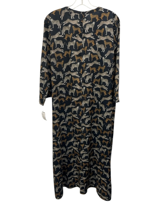 Tuckernuck Size L Black, Yellow, White Polyester Satin 1/2 Sleeve Maxi Dress Black, Yellow, White / L