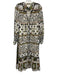 Cleobella Size L Green, Brown, White Cotton Long puff sleeve Buttons Maxi Dress Green, Brown, White / L