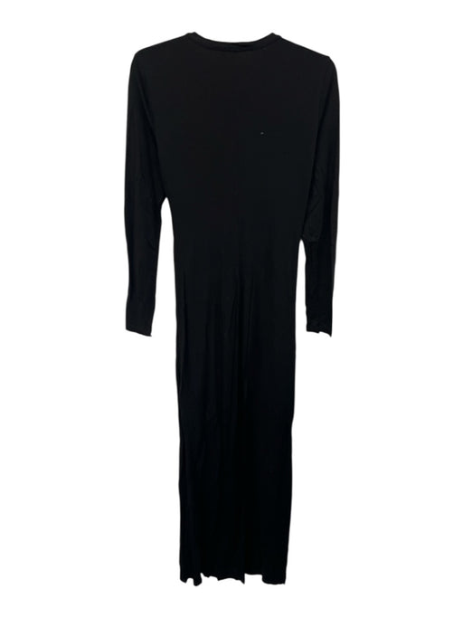 A.L.C. Size M Black Viscose Long Sleeve Gathered Side Maxi Dress Black / M