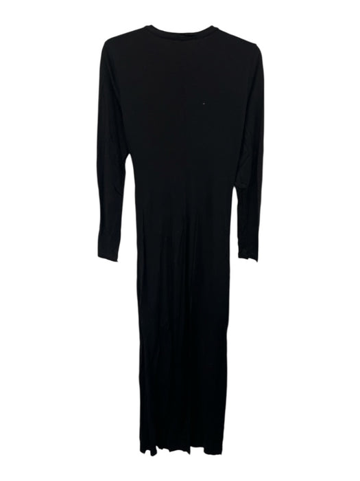 A.L.C. Size M Black Viscose Long Sleeve Gathered Side Maxi Dress Black / M