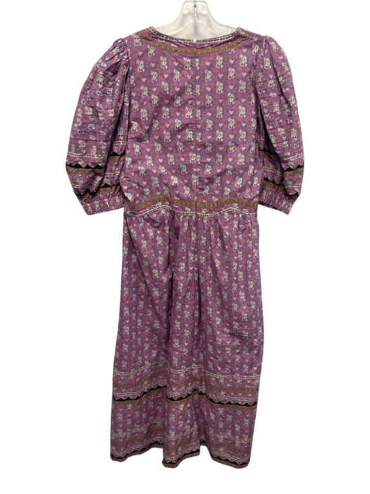 Sea New York Size L Pink & Multi Cotton Floral Puff Sleeve Midi Quilted Dress Pink & Multi / L