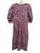 Sea New York Size L Pink & Multi Cotton Floral Puff Sleeve Midi Quilted Dress Pink & Multi / L