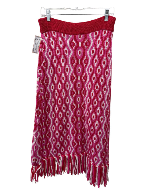Hyacinth House Size M Pink, Red, White Acrylic & Wool Blend Geometric Midi Skirt Pink, Red, White / M