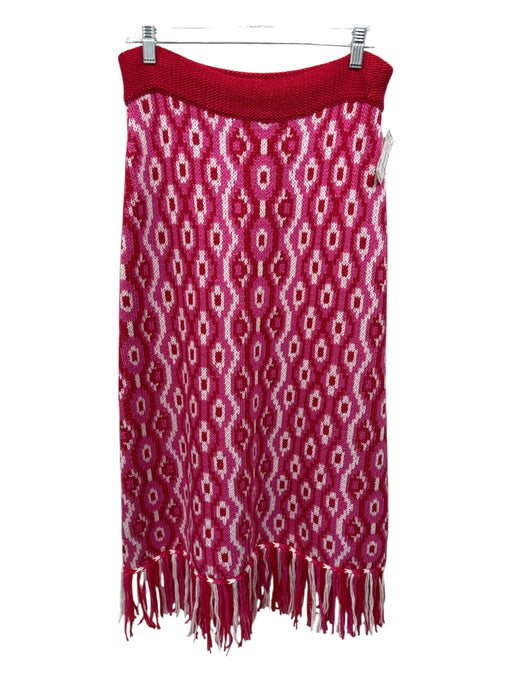 Hyacinth House Size M Pink, Red, White Acrylic & Wool Blend Geometric Midi Skirt Pink, Red, White / M