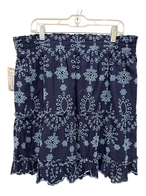 Sail To Sable Size M Blue Cotton Embroidered Eyelet Floral Scalloped Skirt Blue / M