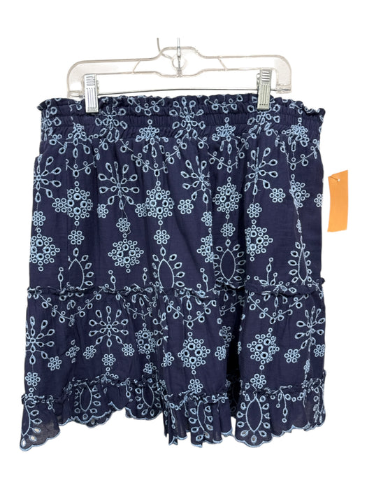 Sail To Sable Size M Blue Cotton Embroidered Eyelet Floral Scalloped Skirt Blue / M