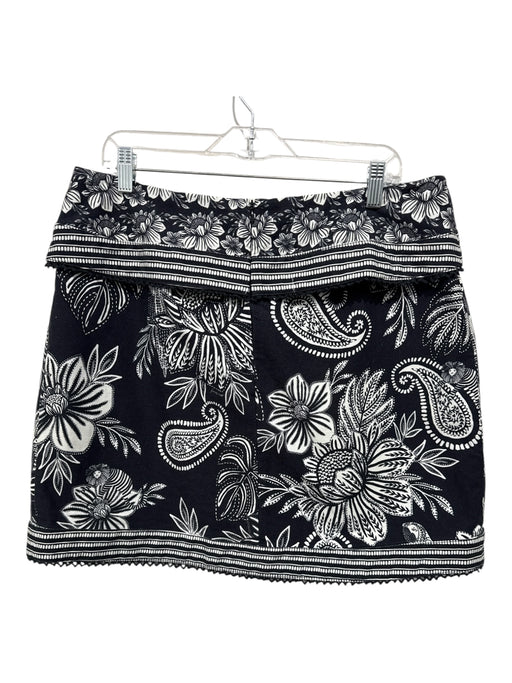 Farm Rio Size 32 Black & Cream Cotton foldover waist Paisley & Floral Wrap Skirt Black & Cream / 32