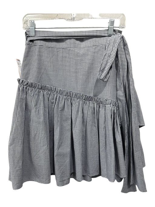 Ann Mashburn Size S Blue, White, Gray Cotton Tie Waist Gingham Wrap Skirt Blue, White, Gray / S