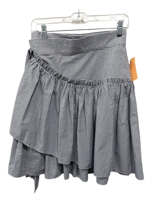 Ann Mashburn Size S Blue, White, Gray Cotton Tie Waist Gingham Wrap Skirt Blue, White, Gray / S