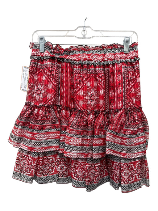 Isabel Marant Size 38 Red, White, & Black Silk Elastic Waist Bandana Print Skirt Red, White, & Black / 38