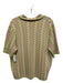 Sandro Size L Green, Pink, Cream Knit wiggle stripe Short Sleeve Button Down Top Green, Pink, Cream / L