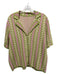 Sandro Size L Green, Pink, Cream Knit wiggle stripe Short Sleeve Button Down Top Green, Pink, Cream / L
